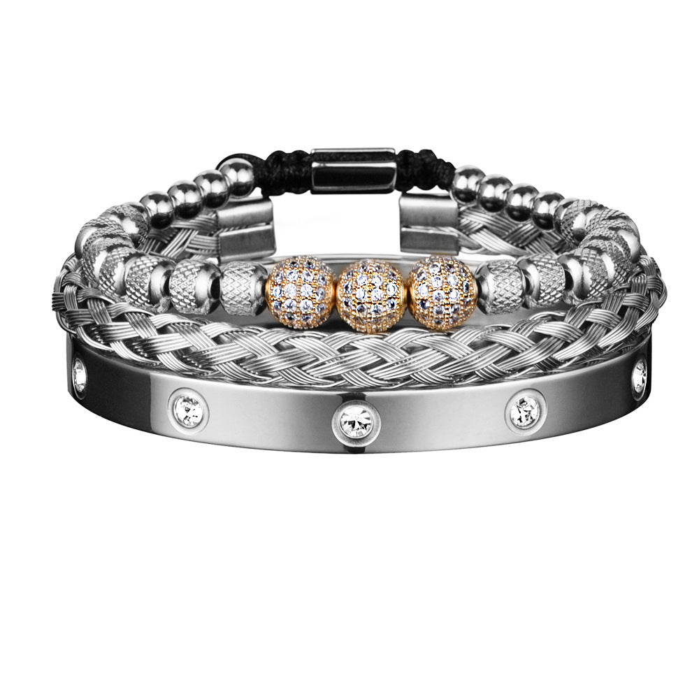 Rhinestone Ball & Diamond Bracelet Set