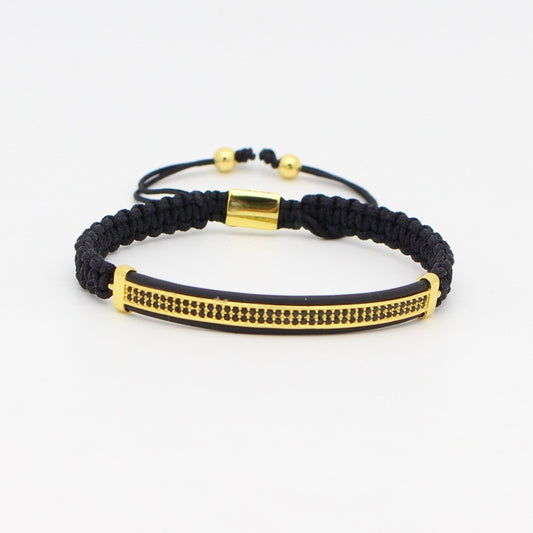 Double row drill crescent bracelet