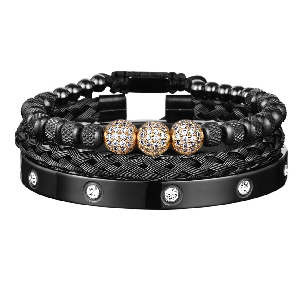 Rhinestone Ball & Diamond Bracelet Set