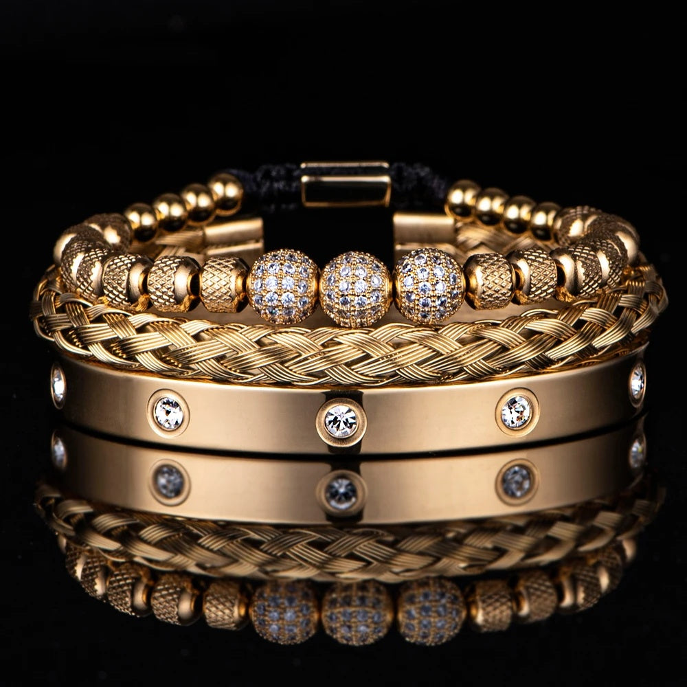 Rhinestone Ball & Diamond Bracelet Set