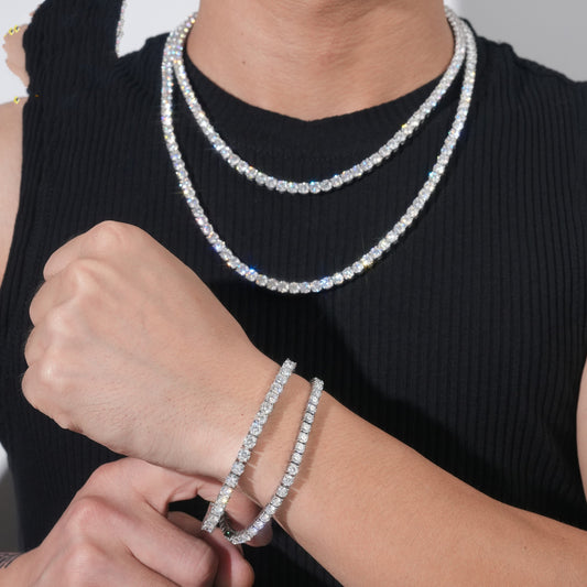 Moissanite Tennis Chain & Bracelet Set