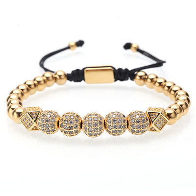 Micro inlay black diamond ball bracelet